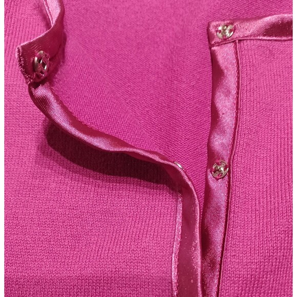 Lane Bryant Women's Pink Knit Satin Trim Snap Closure Cardigan Sweater 22/24 - Picture 3 of 6